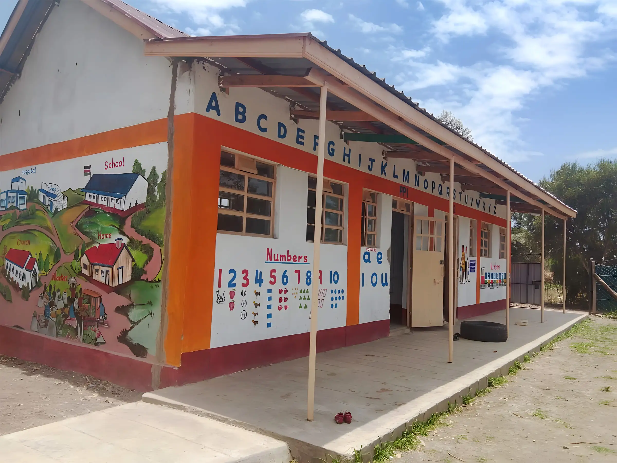 Classroom veranda with learning murals