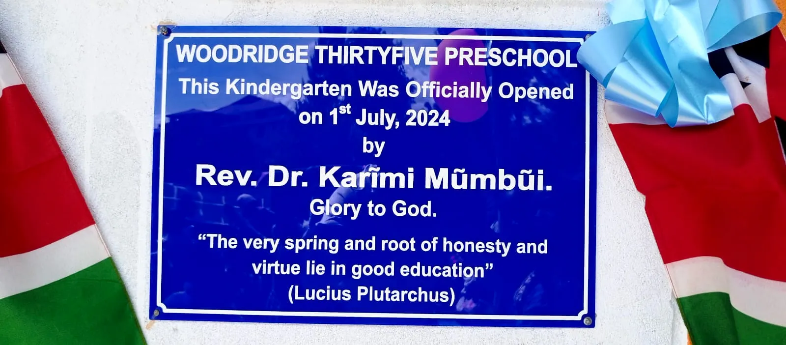 The plaque marking the official opening of the kindergarten on 1st July 2024